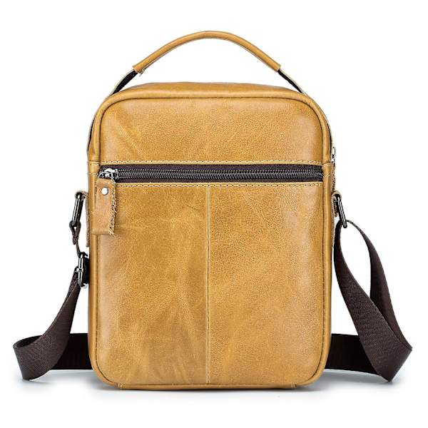 BULLCAPTAIN 0300 Messenger Bag i toppskiktsläder, retro, enkel axelväska för män Brown