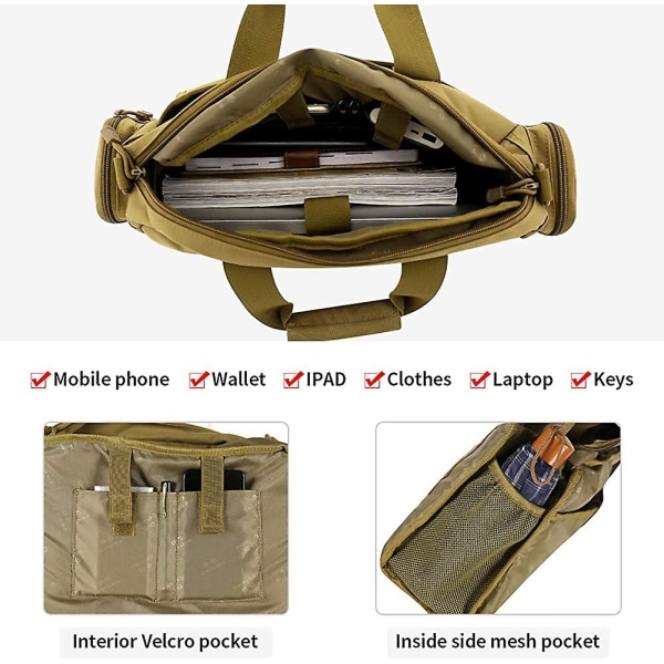 14 Laptopväskor - Taktisk portfölj för män utomhus Molle Shoulder Messenger Bag Acsergery Present