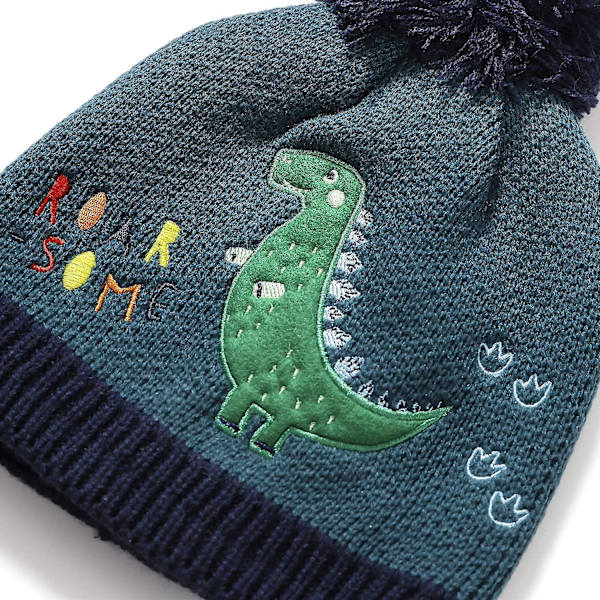 Pojkar Vintermössor Och Handskar Tted Mjuk Pom Pom Mössa Barn Söta Dinosaurie Mössa Småbarn Present