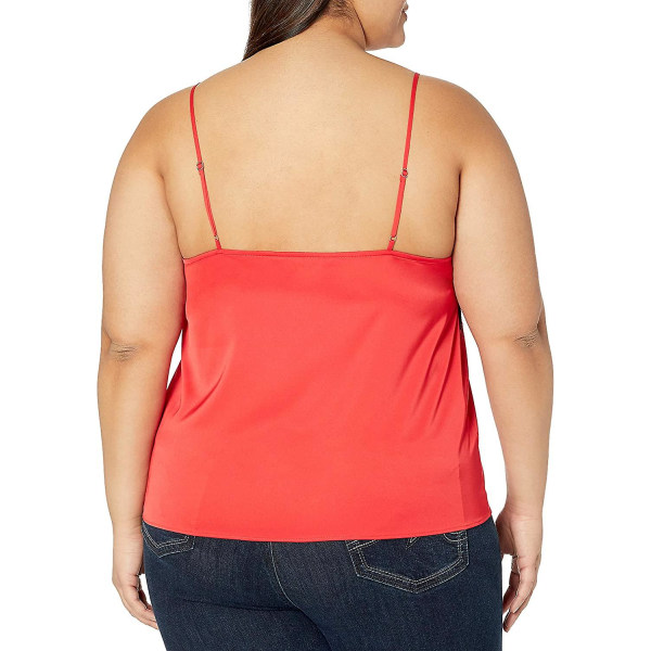 Natalie V-hals blondekantet camisole tanktop til kvinder Red XXL