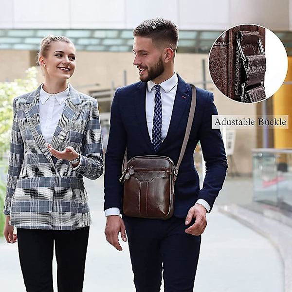 Herr Läder Axelväska Resa Crossbody Casual Vintage Väska Slungväska  Acsergery Present