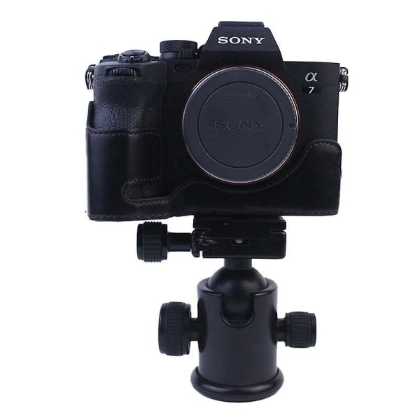 PU Læder Kamera Bund Etui Beskyttende Halv Krops Cover til Sony A7M4/A1/A7S III/A7S3/A7R5 Black