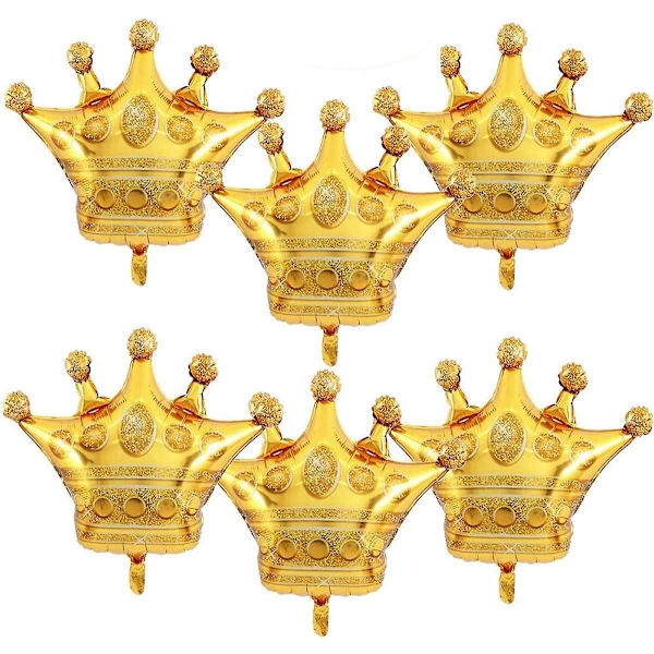 6 stk. 76 cm Krone Balloner Gyldne