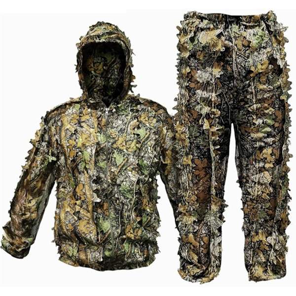 Voksen 3D Løv Camouflage Beklædning, Jagtdragt til Udendørs Jagt, Skovlands Camouflage Jakke & Bukser, Letvægtsudstyr, Egnet
