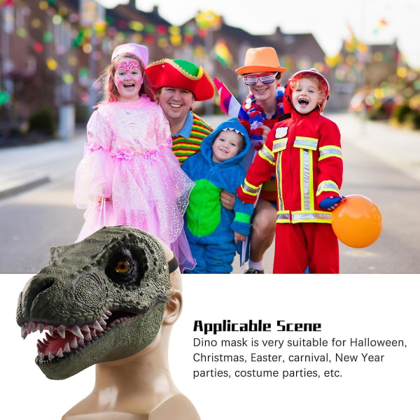Dinosaurie Mask Leksak Med Öppningsbar Käke Dominion Tyrannosaurus Rex Chomp N Roar Mask Kostym Dinosaurie Huvudbonad Leksak Green