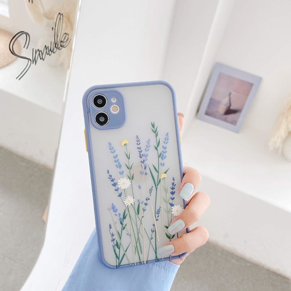 Iphone- case , klar Frosted PC-baksida blommor mönster 3d blommig Purple