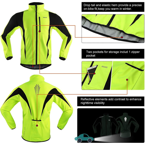 Vinter Opvarmning Termisk Softshell Cykeljakke Vindtæt Vandtæt 15-k XL