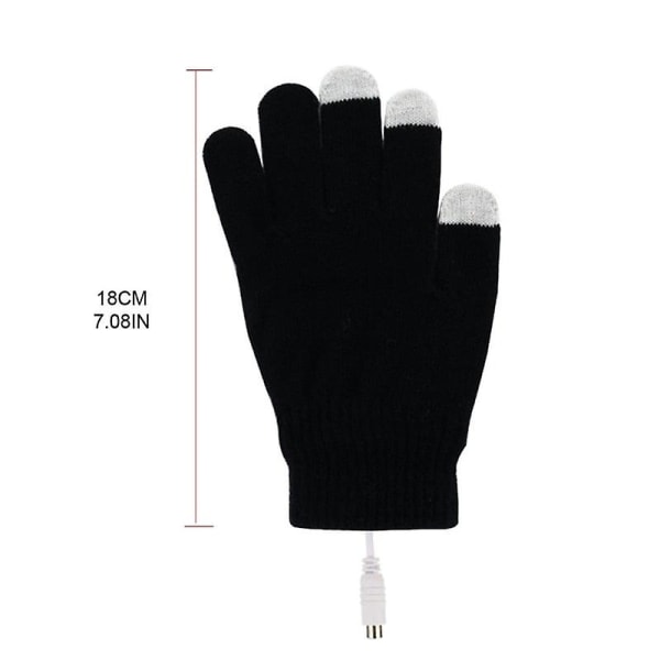 1 par USB uppvärmda handskar för män kvinnor stickning värmevantar händer varmare pekskärmshandskar vindtät cykling utomhus 87hb Gray