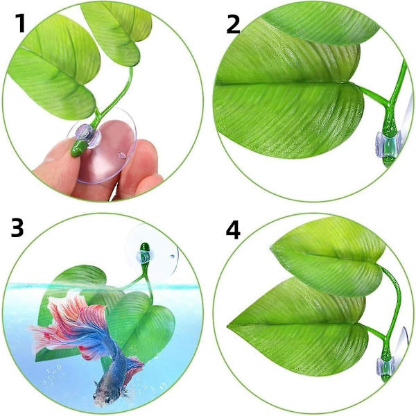 2-pack hängmatta för Betta fisk säng konstgjord Betta växt akvarium dekoration med sugkopp simulerar naturlig livsmiljö