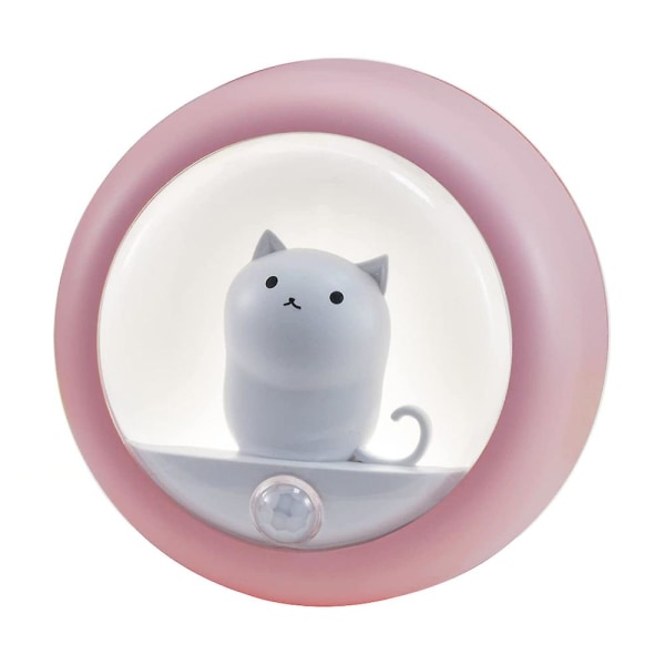 Härliga rörelsesensor kattnattlampor för kattälskare tjejer med uppladdningsbart batteri, inbyggd magnetisk med 2 ljusstyrkanivåer Pink