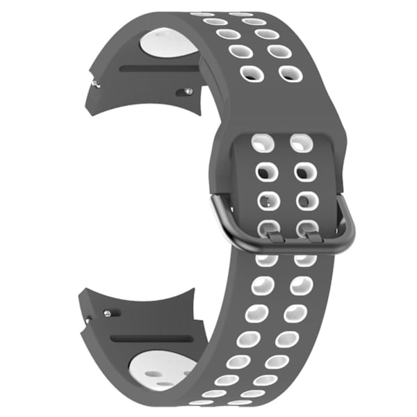 20mm silikoninen ranneke Samsung Galaxy Watch 5 40mm/44mm/5 Pro 45mm -kelloon kaksoisreikäsoljella Grey    White