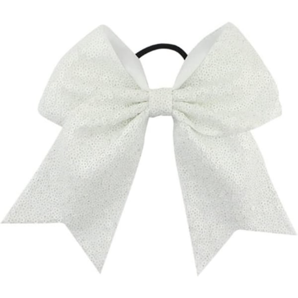 10 st 8 tum glitter cheer bows för flickor småbarn tonåringar seniorer högskolor White