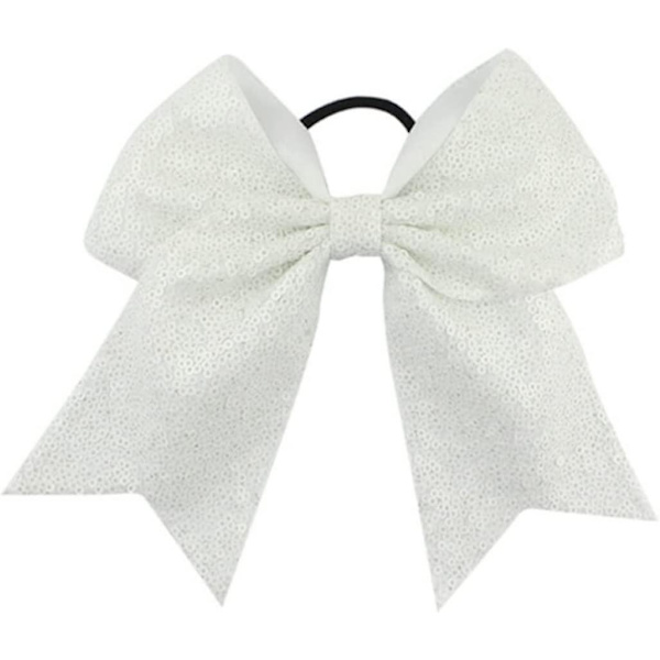 10 stk. 20 cm Glitter Cheer Sløyfer For Jenter Småbarn Tenåringer Seniorer Studenter White