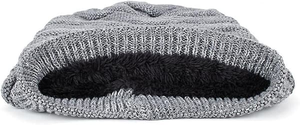 Vintermössa herr varm stickad lång mössa termisk med Acsergery mjuk fleece present