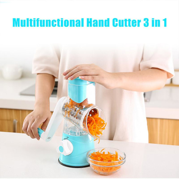 3-i-1 Multifunktionell Grönsaksskärare Handvev Slicer Lök Cutter Chopper Köksredskap Blue