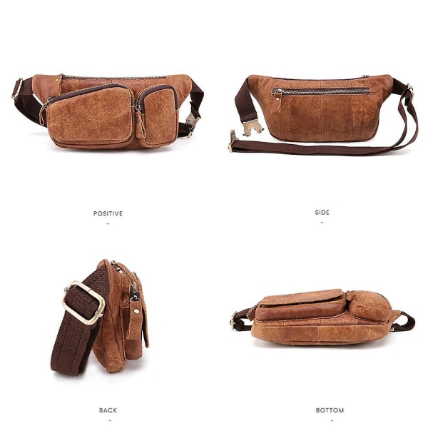 6469 Frostad läder crossbody bröstväska utomhus sport män axelväska för vandring resor