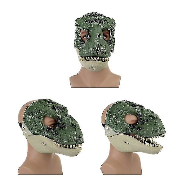 Verinen eläinnaamio Pelottava Tyrannosaurus Rex Dinosaurusnaamio Käärmeen suu Halloween Lateksi Godzilla Päänsuojus Green
