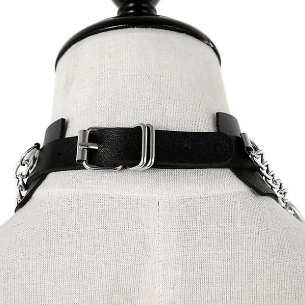 Punk Street Snap Yökerho PU Nahka Choker Metallirengas Ketjukaulakoru Niitit Goth Vyö
