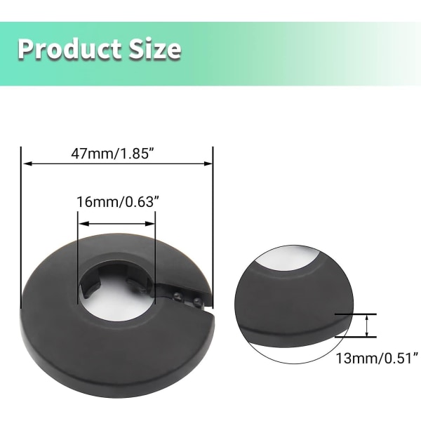 0,63 tommer Diameter Flange Rør Dækoration Pp Plastik Rosetkrave Rør Dækning Radiator Til Væg Rør Dekoration Hvid 1 stk Black 1pcs