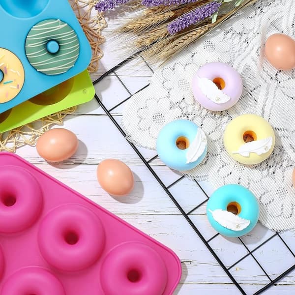 6-rums silikoneform til doughnuts, 3 stk. fødevaregodkendte silikoneforme til donuts, non-stick silikoneforme til donuts, donutpande, doughnutbakke, bagning