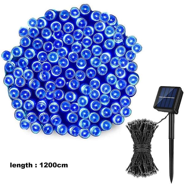 2 Pakke Utendørs Solcelle Lyslenker, 100 LED-lys 8 Lysmoduser Eventyrlys For Hage, Fest, Hjem blue light