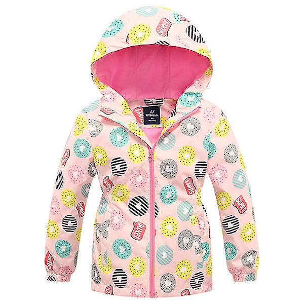 Børn Piger Vindjakke Hætte Frakke Fleece Lynlås Parka Hættetrøje Jakke Varmt Overtøj Pink 4-5 Years