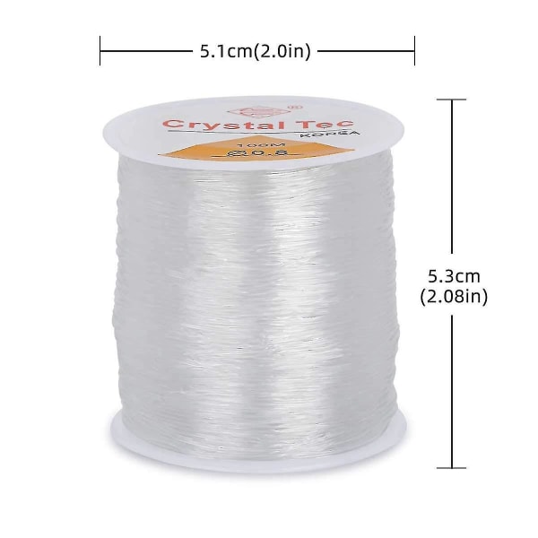 0,8 mm Crystal String Stretch Line - 100 m elastisk strängpärlsnöre för armband, elastisk pärlsnöre, lätt genomgående 8MM