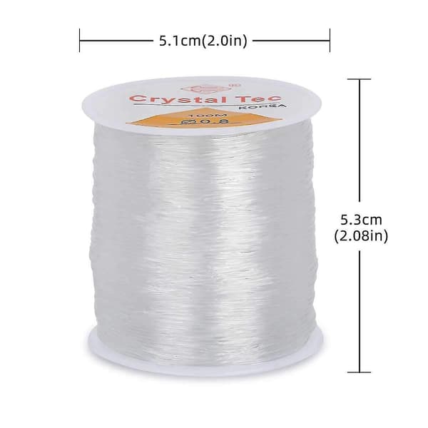 0.8mm Krystalltråd Elastisk Snor - 100m Elastisk Perlesnor For Armbånd, Elastisk Perletråd, Lett å Tre Gjennom 8MM