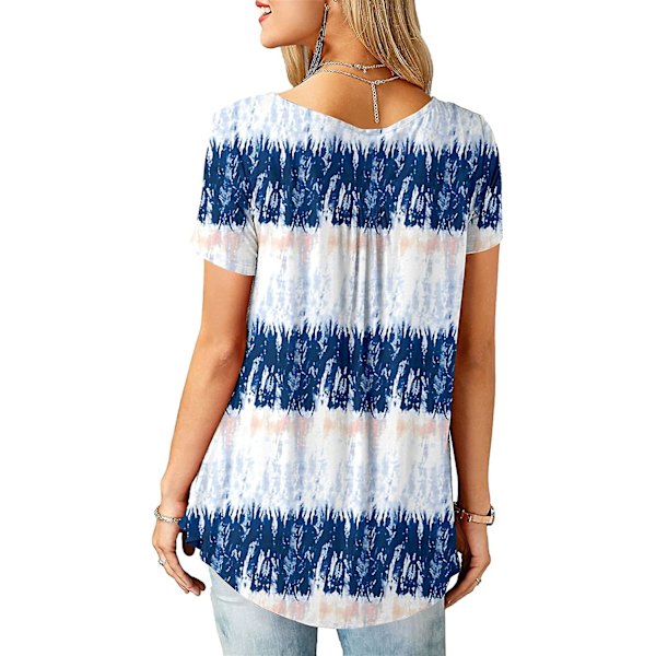 Naisten puserot röyhelöillä, löysä napitus, tunikat naisille Blue White XL