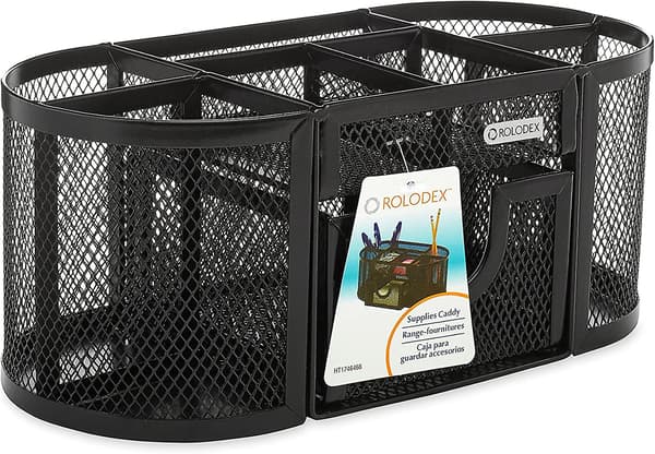 Mesh Penneholder Organizer, Fire Rum, Stål, 22 x 11 x 10 cm, Sort