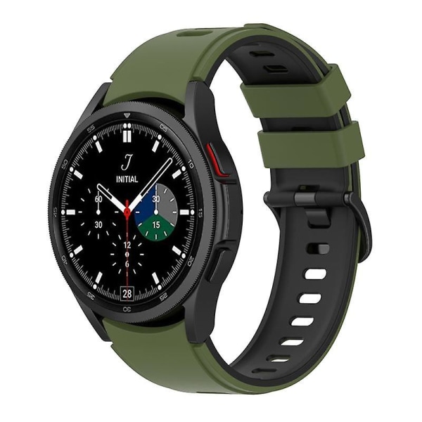 Tvåfärgat silikonarmband för Galaxy Watch4/5/6 40mm 44mm/Watch6 Classic 43mm 47mm/Watch 5 Pro 45mm Army Green Black