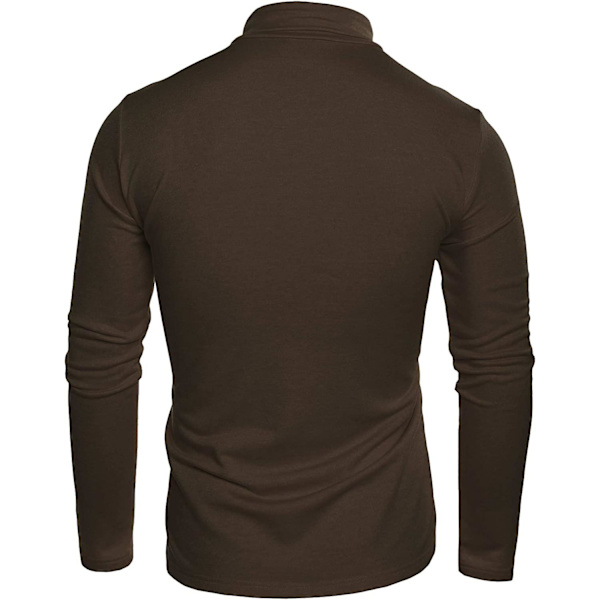 Herr Slim Fit Turtleneck Jumpers Basic Roll Neck Stickad Solid Color Pullover Dark brown