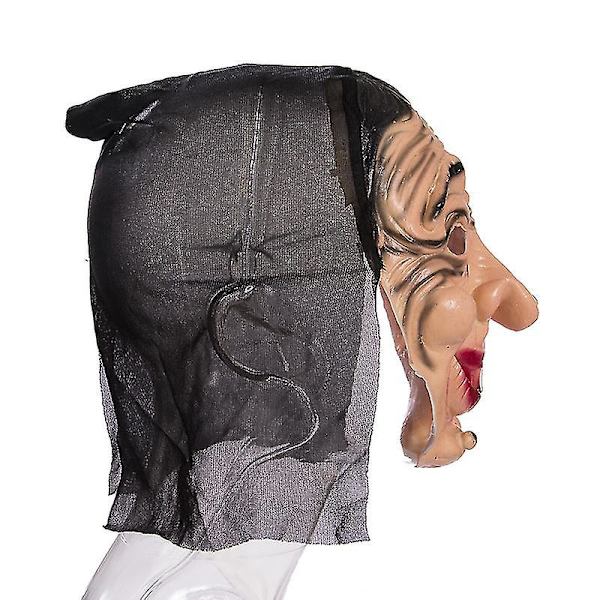 Noidan Naamio Musta Lateksinaamio Naamiaisjuhlatarvike Ruma Noidan Päänpeite Kauhunaamio Päähine Cosplay