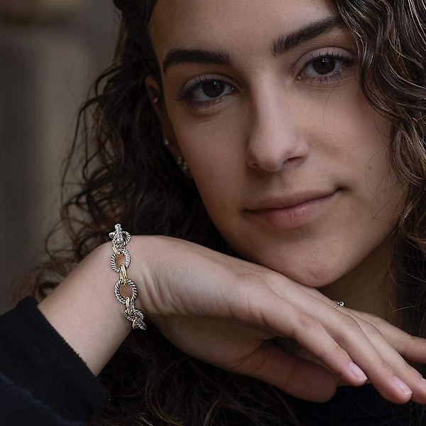 Mytys Lænke Armbånd To-tonet Cirkler Kæde Sølv og Guld Wire Kabel Armring Designer Inspirerede Armbånd til Kvinder