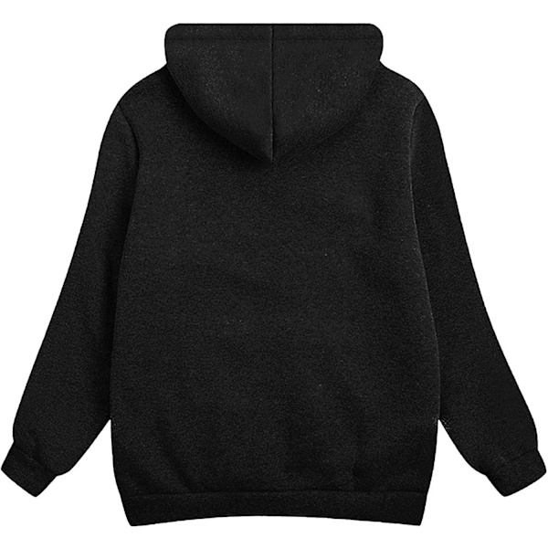 Dame Fleece Zip Up Jakke Langærmet Hættetrøje Cardigan Åben Front Lapel Yderbeklædning Vinterjakker Til Kvinder 4XL