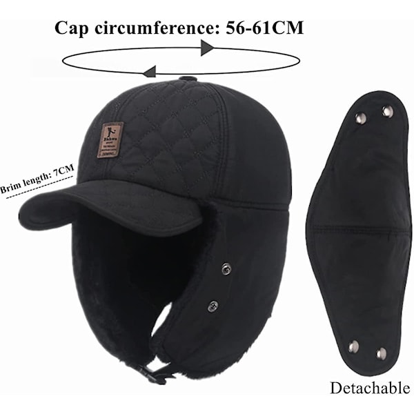 Unisex Vinterhue Tyk Fluffy Foring Bomberhue Med Acsergery Øreklapper & Mundbeskyttelse 3 I 1 Varm Gave
