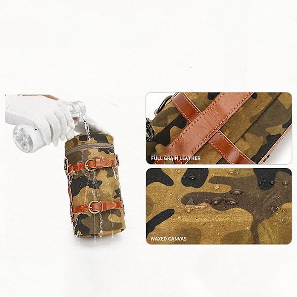 Objektivpose Lærred DSLR Kamera Objektiv Etuier Vandtæt Beskyttende Taske Camouflage Blue