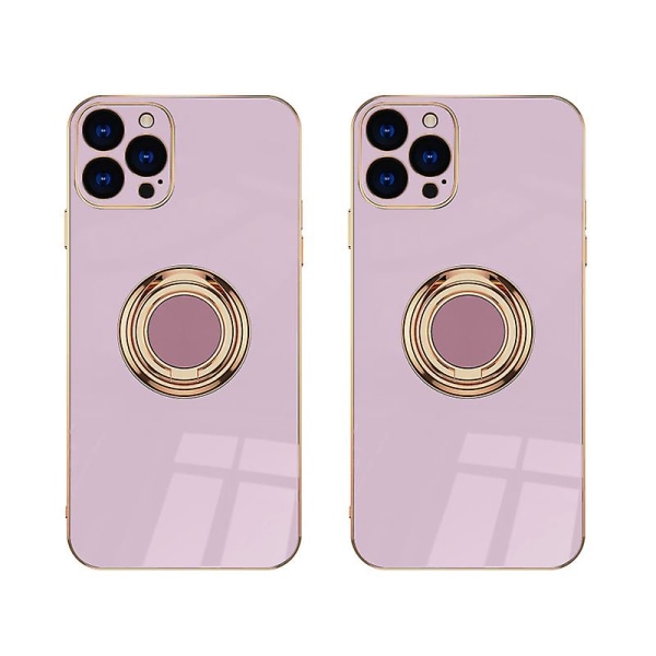 Etui Kompatibelt Med Iphone 14 Pro Pro Med Skærmbeskytter, 360 Graders Rotation Magnetisk Ring Støttefod Holder 2 stk purple