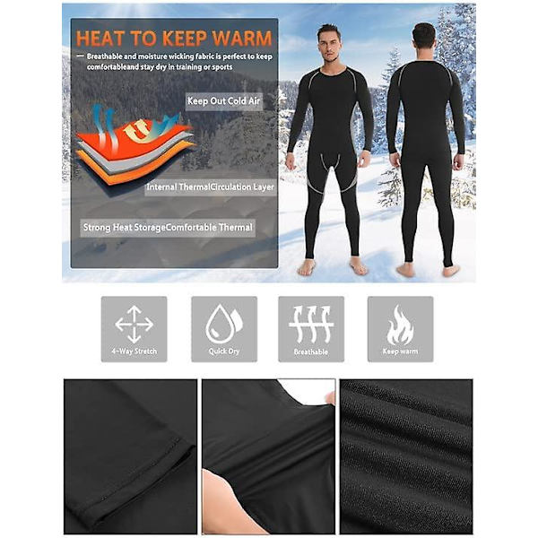 2-pack herrarnas termiska underkläder set med fleece. herrarnas termiska baslager kompression