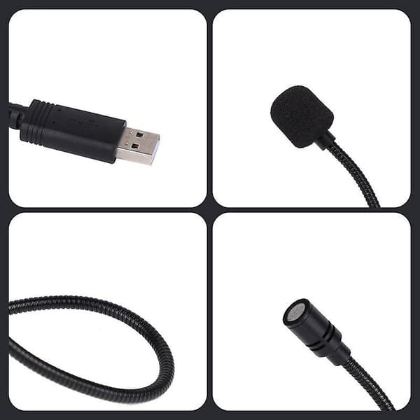 Mini USB-mikrofon för bärbar dator och stationär dator PC Kondensatormikrofon med svanhals Silver Grey