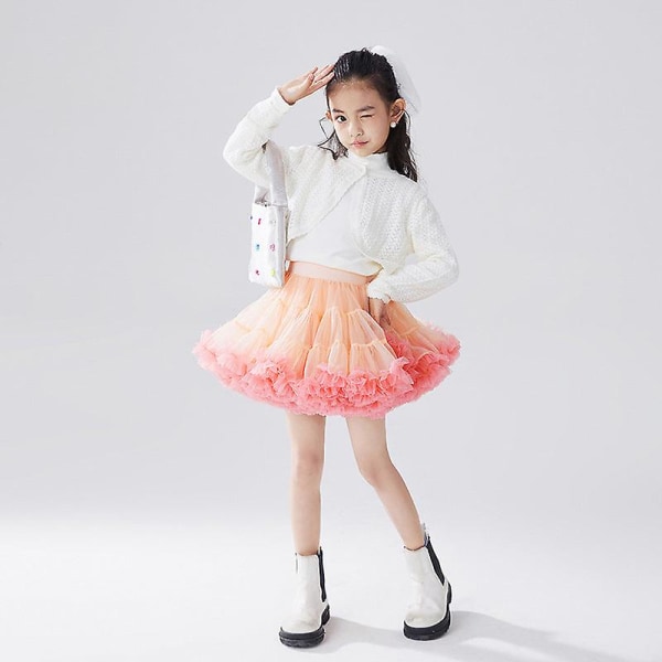 Baby girls tyll tutu kjol ballerina pettiskirt fluffiga barn balett kjolar för fest dans prinsessa tjej tyll kläder 1-10y Milk tea color Xs size height 80-95cm