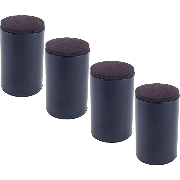 Runda självhäftande bädd- och möbelhöjare, kraftiga soffhöjare i kolstål lägger till 4" höjd med filtdyna för bordssoffstolslyftar (4-pack, bla Black round