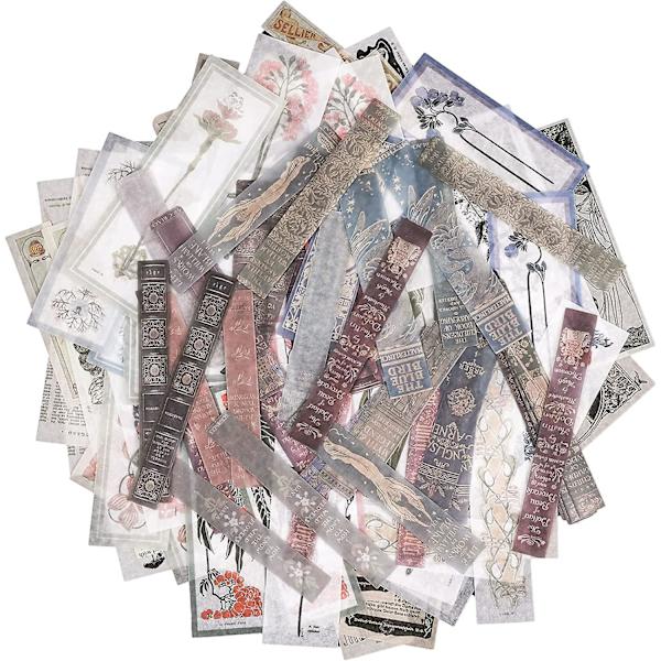 120 kpl Vintage Scrapbook -tarroja, Washi-tarroja Vintage-tyyliin, Scrapbooking-tarrapaperipakkaus, Antiikkiset koristeelliset suunnittelija- ja päiväkirjatarrat, esteettiset tarrat