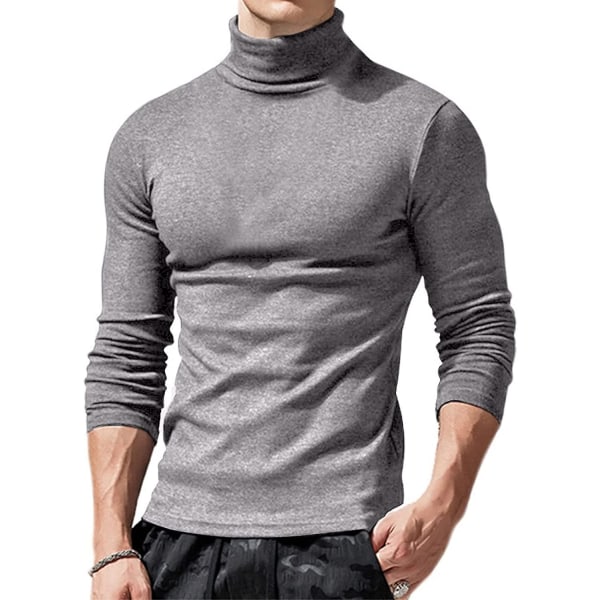 Basic turtleneck-topp for menn, slim fit, langermet genser med høy hals