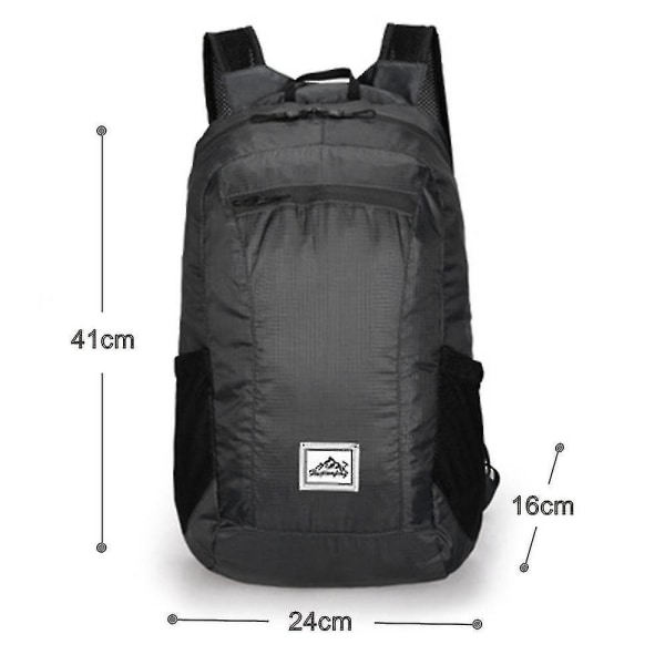Ryggsäck för utomhusbruk, vandringsryggsäck med vattenavvisande, lätt packbar ryggsäck - resor Black