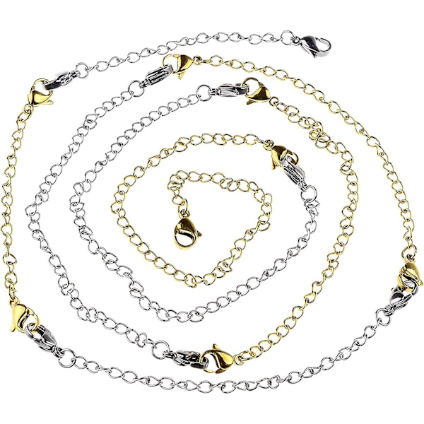 8 st rostfritt stål halsband förlängare armband förlängare förlängningskedjeset 4 olika längder: 6 tum 4 tum 3 tum 2 tum Gold * Sliver