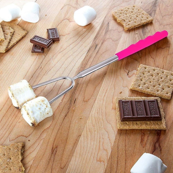 11'-45\"\" Teleskopiske Marshmallow-pinner, Pølsepinne Grillgafler i Rustfritt Stål med Oppbevaringspose, 5 Farger