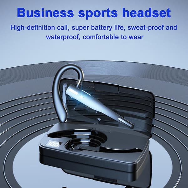 Bluetooth Headset til Mobiltelefon, Bluetooth Headset Kompatibelt med Android Telefoner og iPhone. Bluetooth Hovedtelefon med Støjreduktion til Erhverv