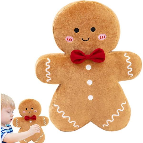 Pepparkaksgubbe Kudde, Pepparkakshus, 15 Tum Fylld Pepparkaksgubbe, Julformad Kudde, Kreativ Pepparkaksgubbe Dekor, Plyschleksak