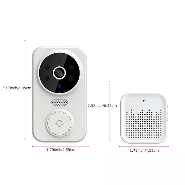 1 sæt, (indbygget batteri) Smart video dørklokke, Smart Home trådløs intercom videokamera med klokke, understøtter tovejslyd